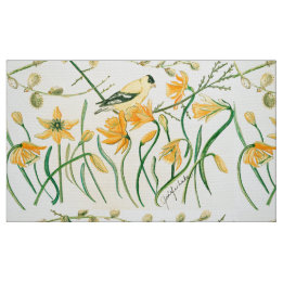 Daffodils och Goldfinch Fabric Tyg
