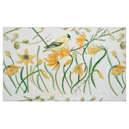 Daffodils och Goldfinch Fabric Tyg