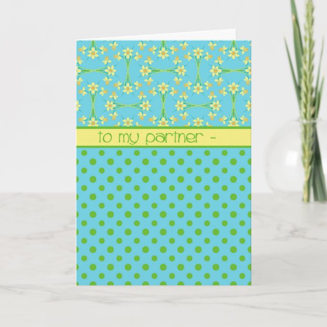 Daffodils och Polka dots, Påsk Card, partner Helgkort (Framsida)