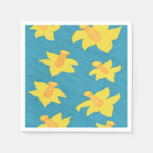 Daffodils on Blue Background Pappra Napkins