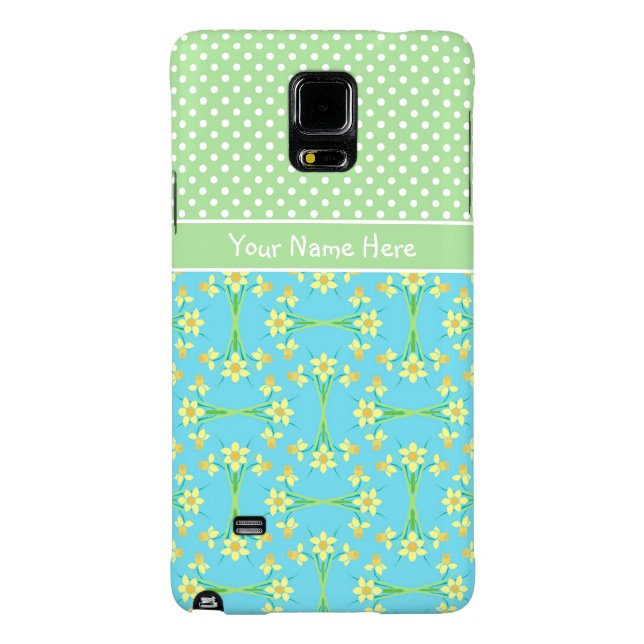 Daffodils on turquise, White Polkas on Soft Grönt (Baksidan)