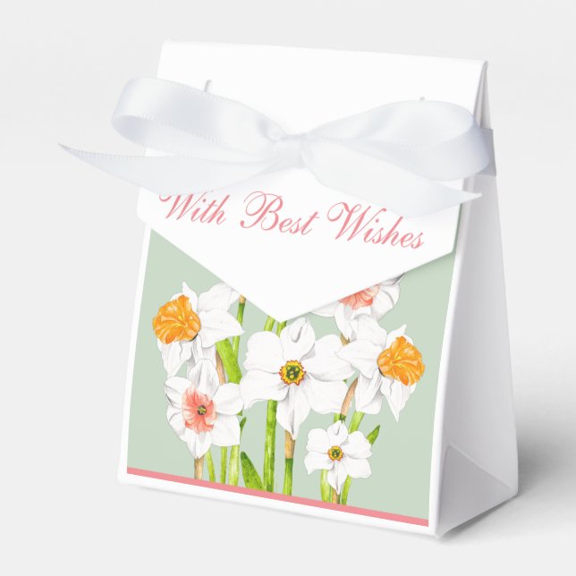 Daffodils på en favoritruta presentaskar (Framsidan Sidan)