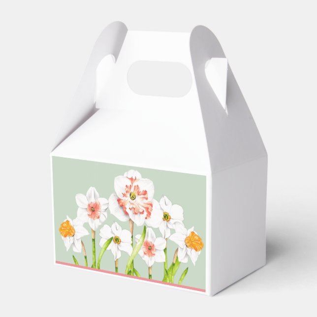 Daffodils på en Gable Favor Box Presentaskar (Framsidan Sidan)