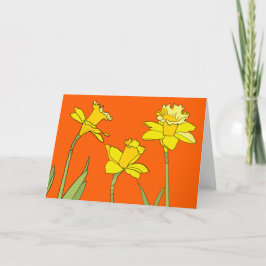 Daffodils på orangen anteckningskort