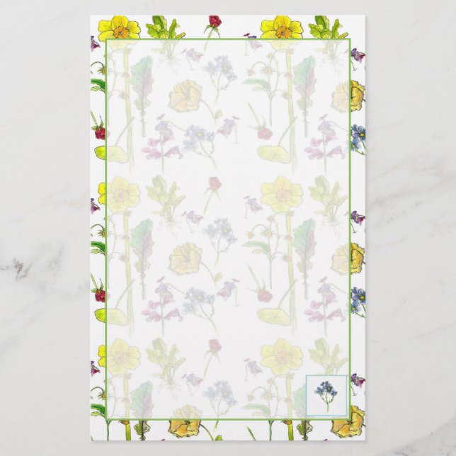 Daffodils Pansies Plant Teckning Botanical Brevpapper (Framsida)