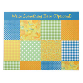 Daffodils, Polka dots, Gingham Faux-Patchwork Anteckningsblock