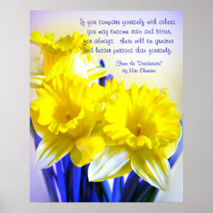 Daffodils pop-art med Desiderata-citat, gult Poster