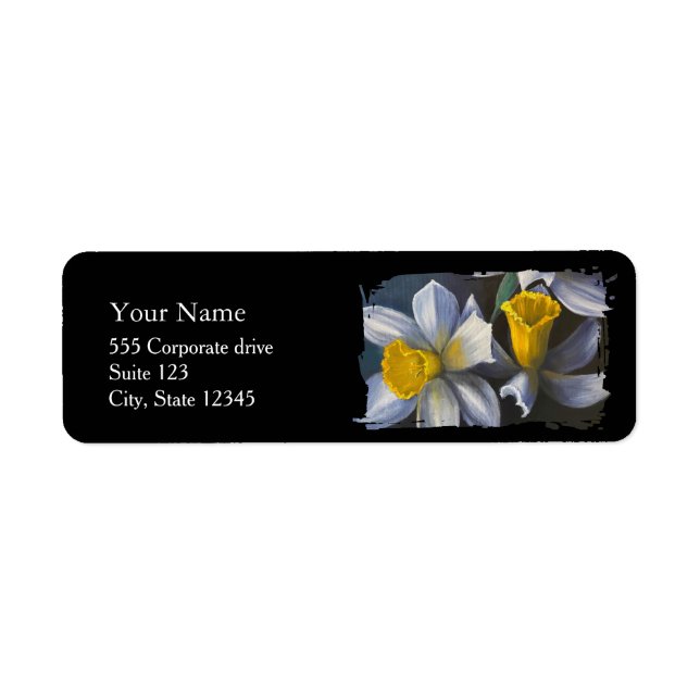 Daffodils Return Address Labels Returadress Etikett (Framsidan)