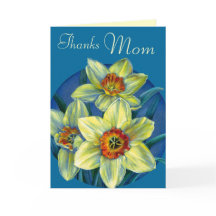 Daffodils, tack Mamma gult blue mors dag