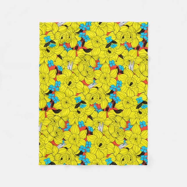 Daffodils vår blommönster fleecefilt (Framsidan)