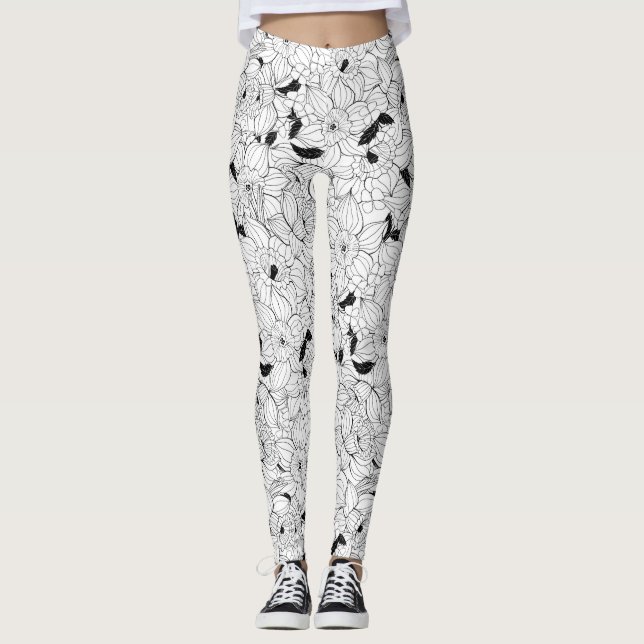 Daffodils vår blommönster leggings (Framsida)
