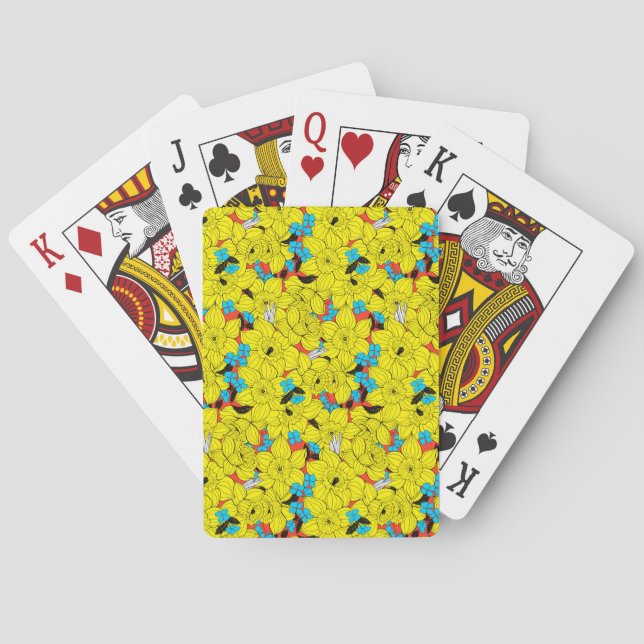 Daffodils vår blommönster spel kort (Baksidan)
