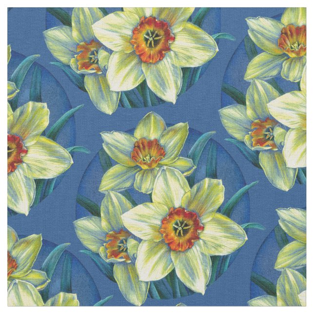 Daffodils vår botaniska konsthanddukar tyg (Närbild)