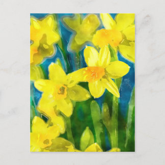 Daffodils vykort i vattenfärg