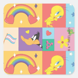 DAFFY ANKA™ & TWEETY™ - Pride Mönster Fyrkantigt Klistermärke