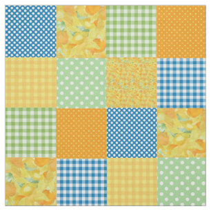 Daffy-down-Dillies Faux Patchwork Mönster Fabric Tyg