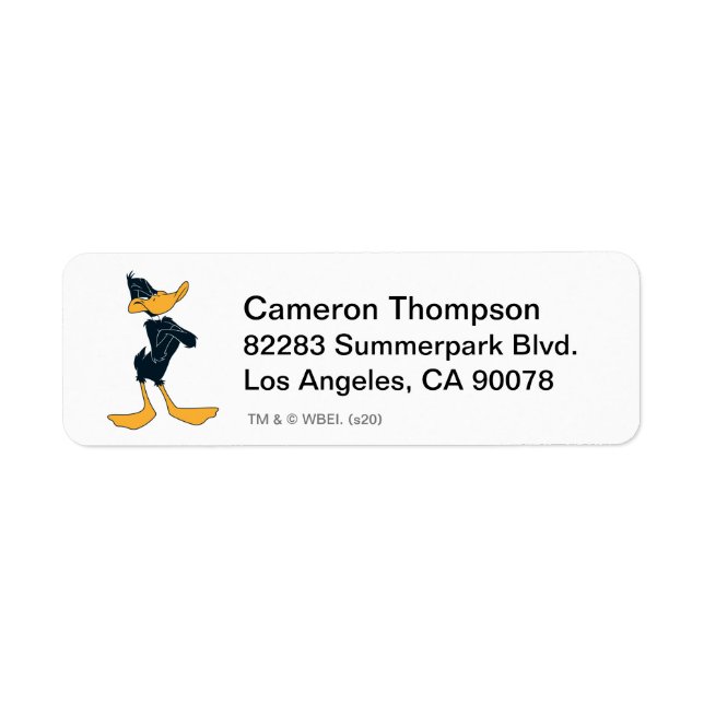 DAFFY DUCK™ med korslagda armar 2 Returadress Etikett (Framsidan)