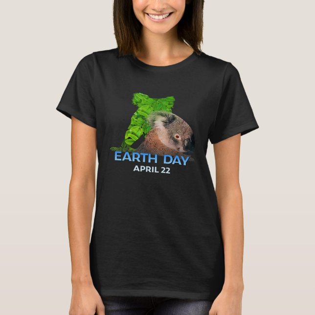 Dag 22 april Koala Bear Silhouette T Shirt (Framsida)