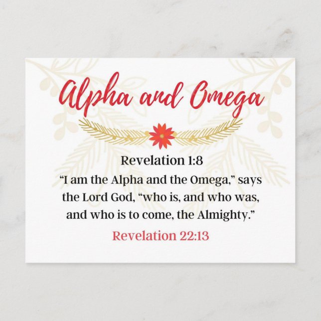 Dag 25 | Namn av Jesus Alfa och Omega Advent Vykort (Baksida)