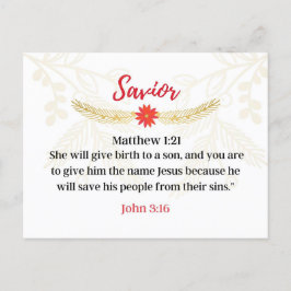 Dag 2. Namn Jesus | Savior | Lägg till kalender Vykort