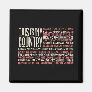 Dag 4 juli USA flagga Amerikanska staten Karta Nam Magnet