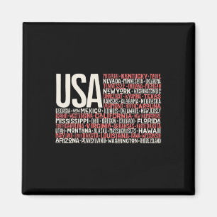 Dag 4 juli USA flagga Amerikanska staten Karta Nam Magnet