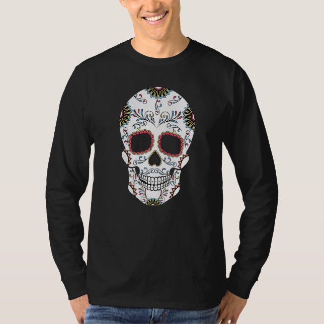 Dag Av De Döda Stor Sockerskalle T Shirt (Framsida)