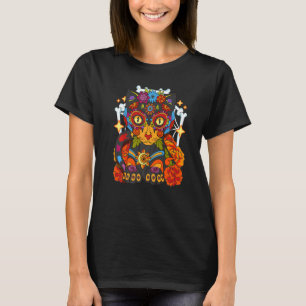 Dag av den döda kattfärgade Día de Los Muertos T Shirt