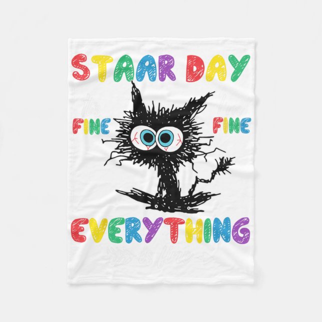 Dag Black Cat Teacher Student Kids Staar Testing D Fleecefilt (Framsidan)