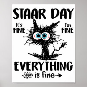 Dag Black Cat Teacher Student Kids Staar Testing D Poster