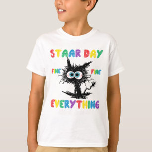 Dag Black Cat Teacher Student Kids Staar Testing D T Shirt