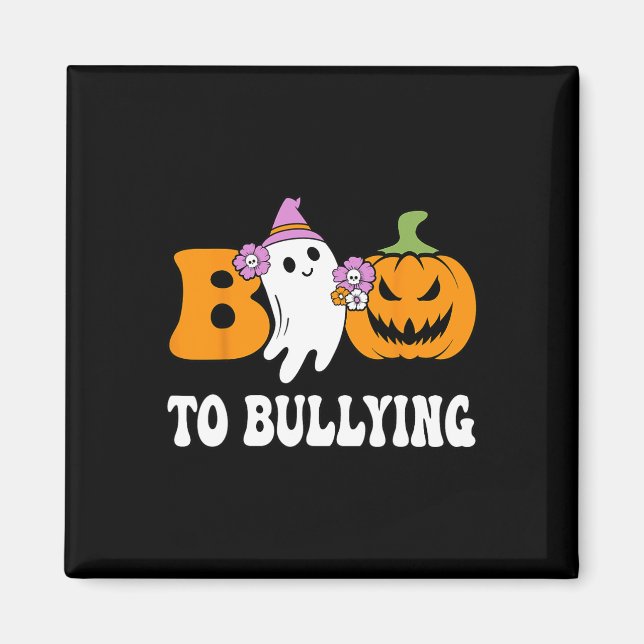 Dag Boo to Bullning Awareness Ghost Pumpkin Orange Magnet (Framsidan)