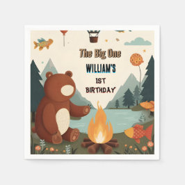 Dag Brown Roligt Fish Boy Cute Baby Bear 1:a födel Pappersservett