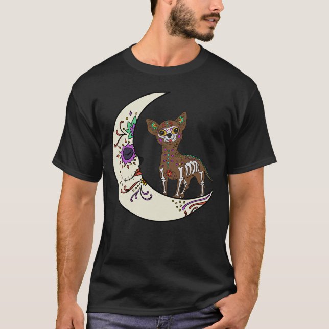 Dag då Chihuahua dog på Måne-Hund Chihuahua-socker T Shirt (Framsida)