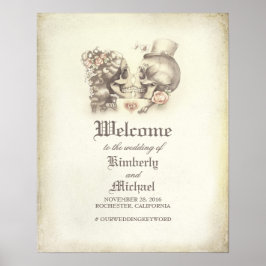 Dag då Skull, välkomstskylt för par Bröllop Poster