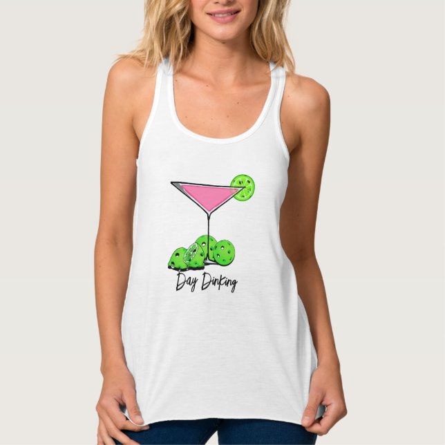 Dag Dinking Cosmo Rosa Cocktail, Pickleball Lime Linne Med Racerback (Framsida)