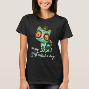 Dag Död Socker Skalle Katt Leprechaun Hatt St Patr T Shirt