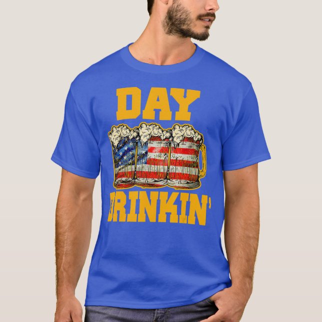 Dag Dricksår Beer Älskare Amerikanska Flagga 4 jul T Shirt (Framsida)