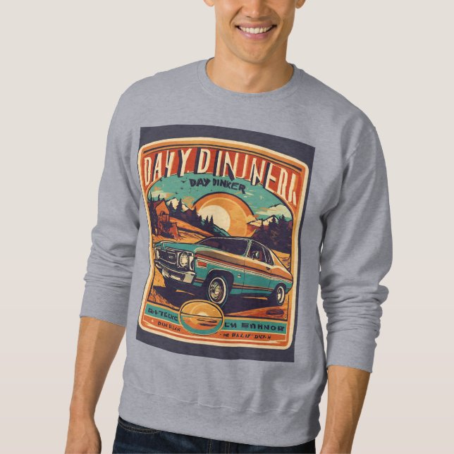 Dag Drinker Retro 70s Stil-märke Lång Ärmad Tröja (Framsida)