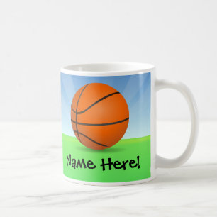 Dag för basket för personligbarnsportar solig kaffemugg