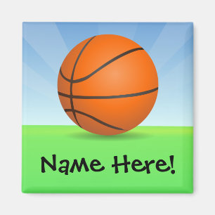 Dag för basket för personligbarnsportar solig magnet