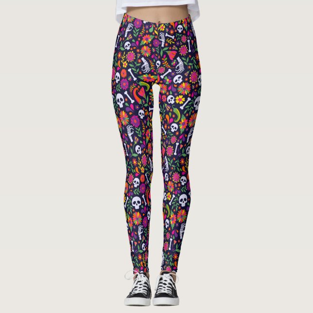 Dag för de döda Mexiko symboler Leggings (Framsida)