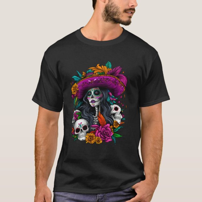 Dag för de döda socker skalle De Los Muertos La Ca T Shirt (Framsida)