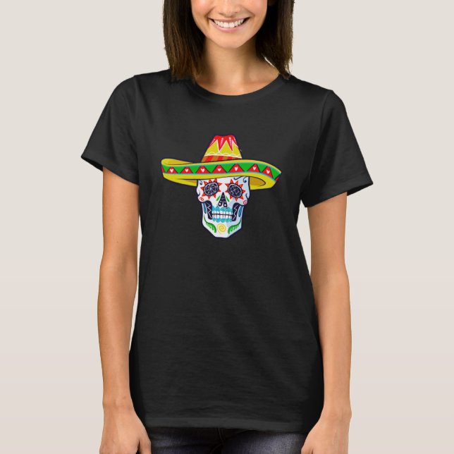Dag för dödligt socker - Skulla Cinco de Mayo Mana T Shirt (Framsida)