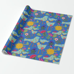 Dag för dräktiga fåglar och blommor presentpapper