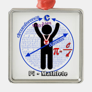 Dag för Pi-Mathlete 3,14 Pi Julgransprydnad Metall