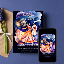 Dag för spara av fyrverkeripjäser i indiska bröllo inbjudningar