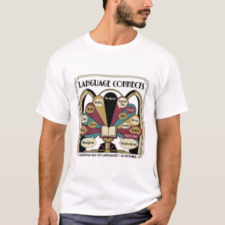 Dag för språk Art Deco-bok Polyglott Hälsningar T Shirt