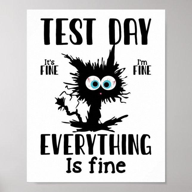 Dag Funny Stressat Cat Black Teacher Student Testi Poster (Framsidan)