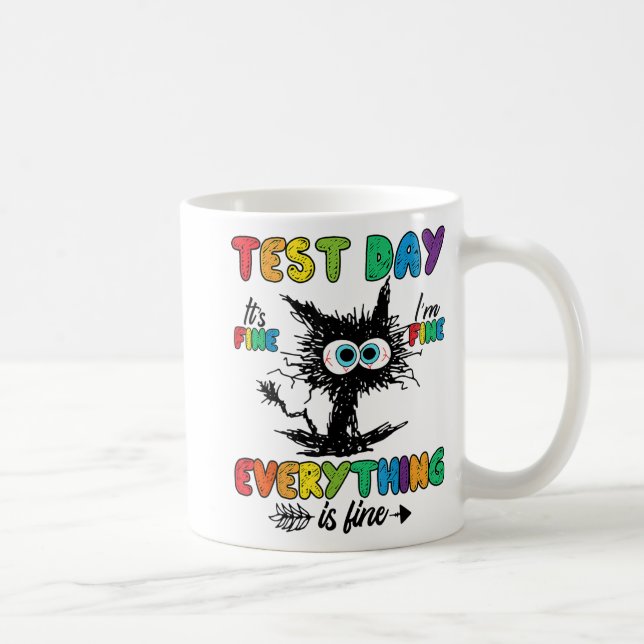 Dag Funny Stressat Cat Teacher Student Kids Testin Kaffemugg (Höger)